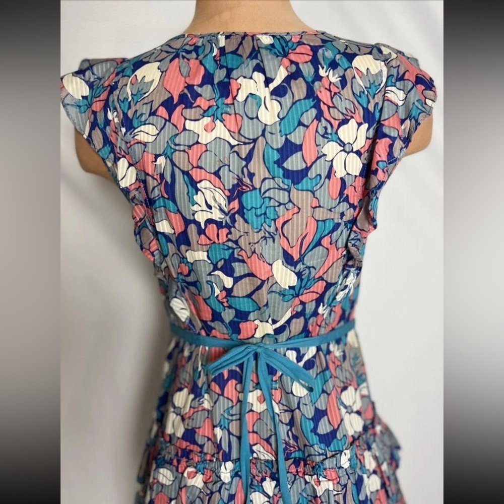 MARC by MARC JACOBS Y2K 100% Cotton Floral Ruffle Tiered Tie Back Mini Dress 6 - Picture 8 of 9